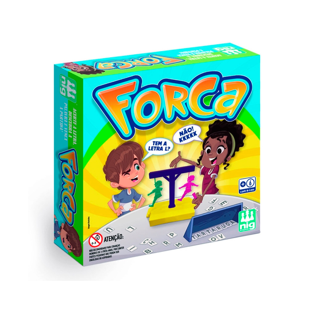 Brinquedo Jogo da Forca Infantil Divertido Resistente 2 Bonecos 1 Forca 1  Base E 3 Cartelas De Letras +6 Anos Nig - 1140 - Distribuidora Tropical  Santos